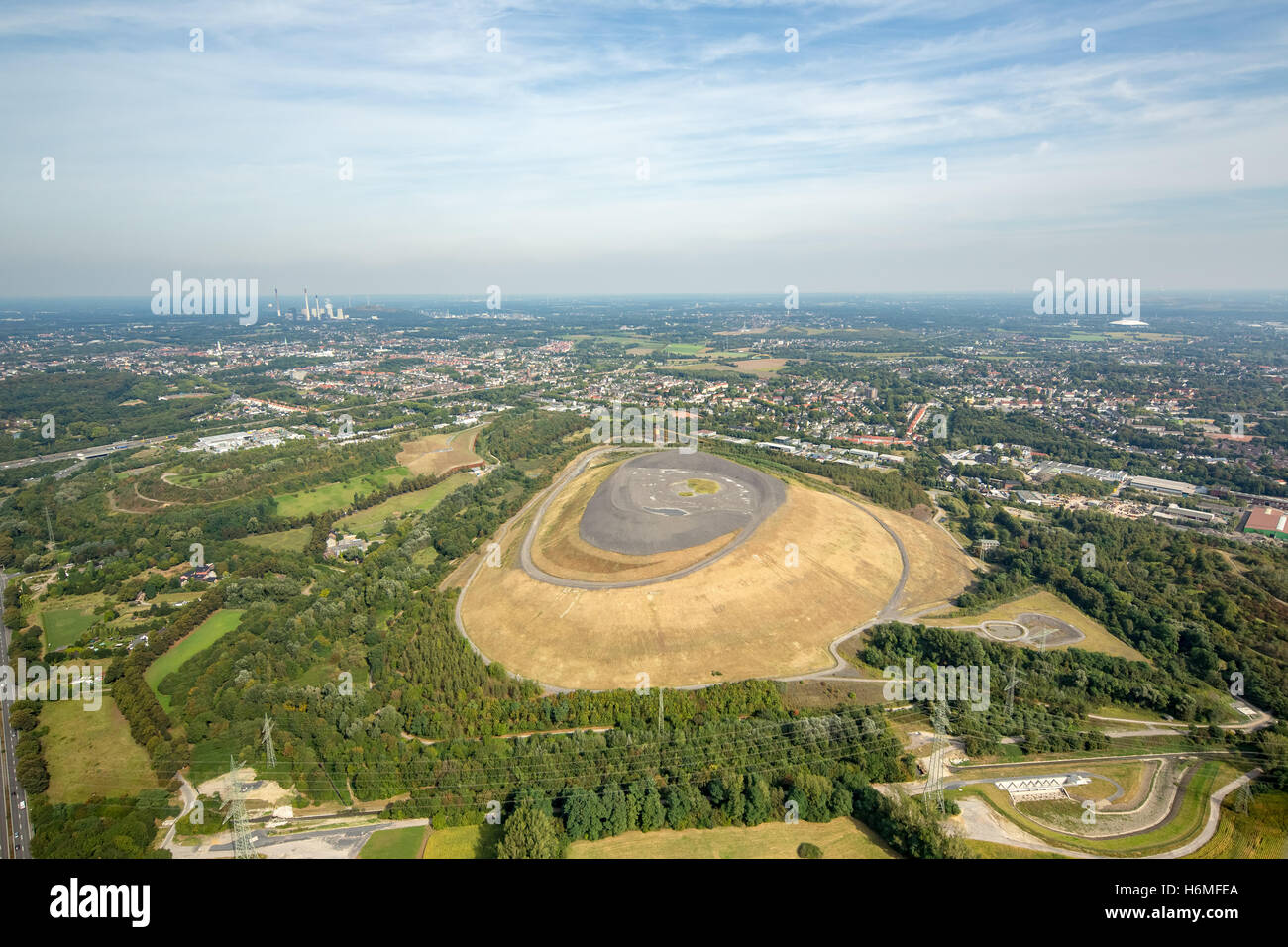 Photo aérienne, Mottbruch, décharge de déchets de charbon, d'une décharge publique, Bottrop, Ruhr, Rhénanie du Nord-Westphalie, Allemagne, Banque D'Images