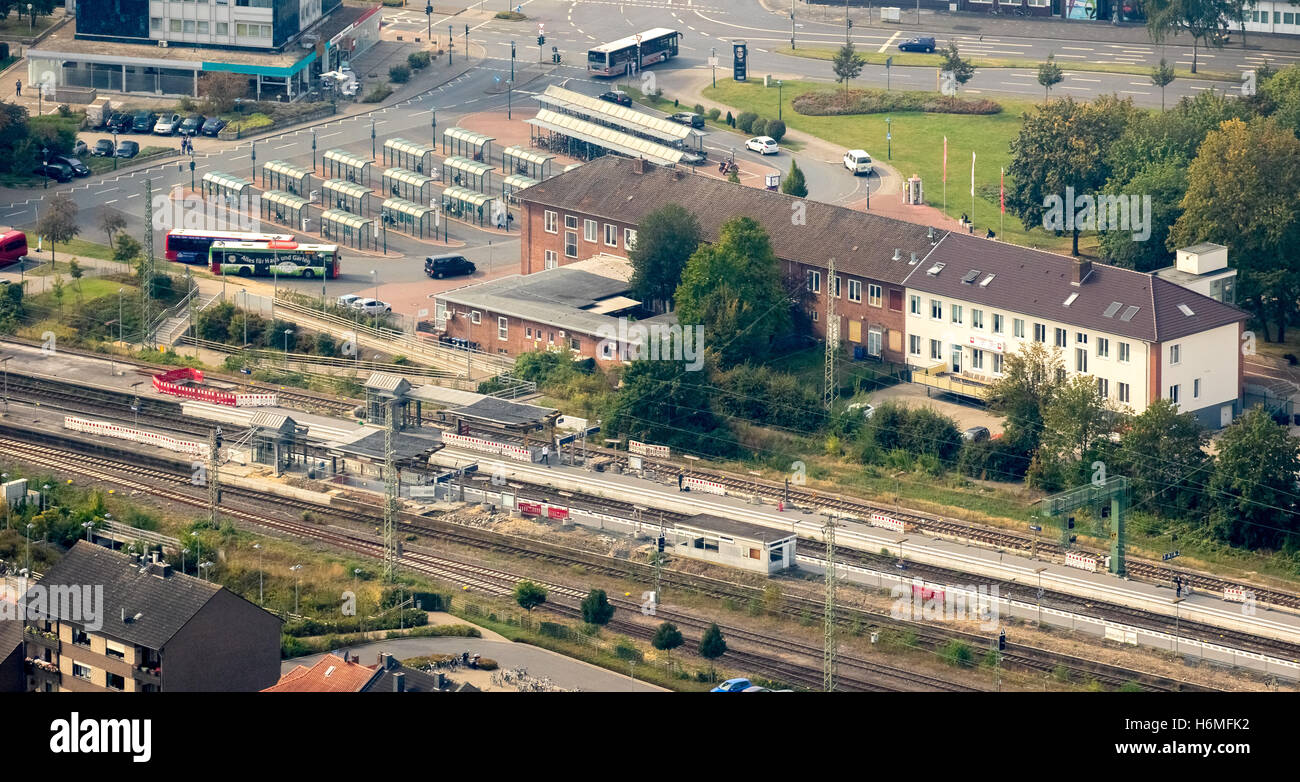 Photo aérienne, gare de Wesel, Wesel, le Rhin inférieur, en Rhénanie du Nord-Westphalie, Allemagne, DE, Europe, photo aérienne, Banque D'Images