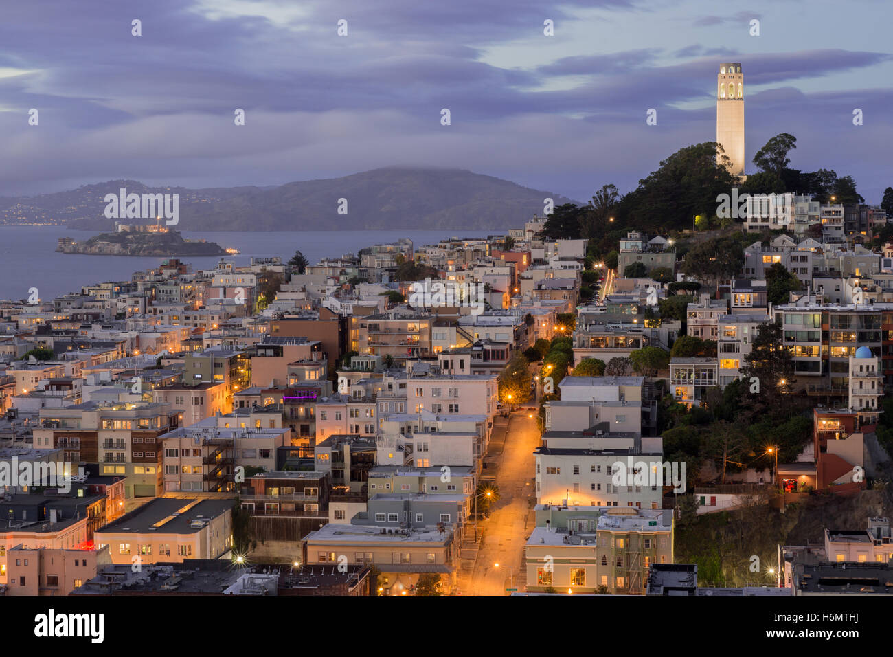 Telegraph Hill et les quartiers de North Beach Banque D'Images