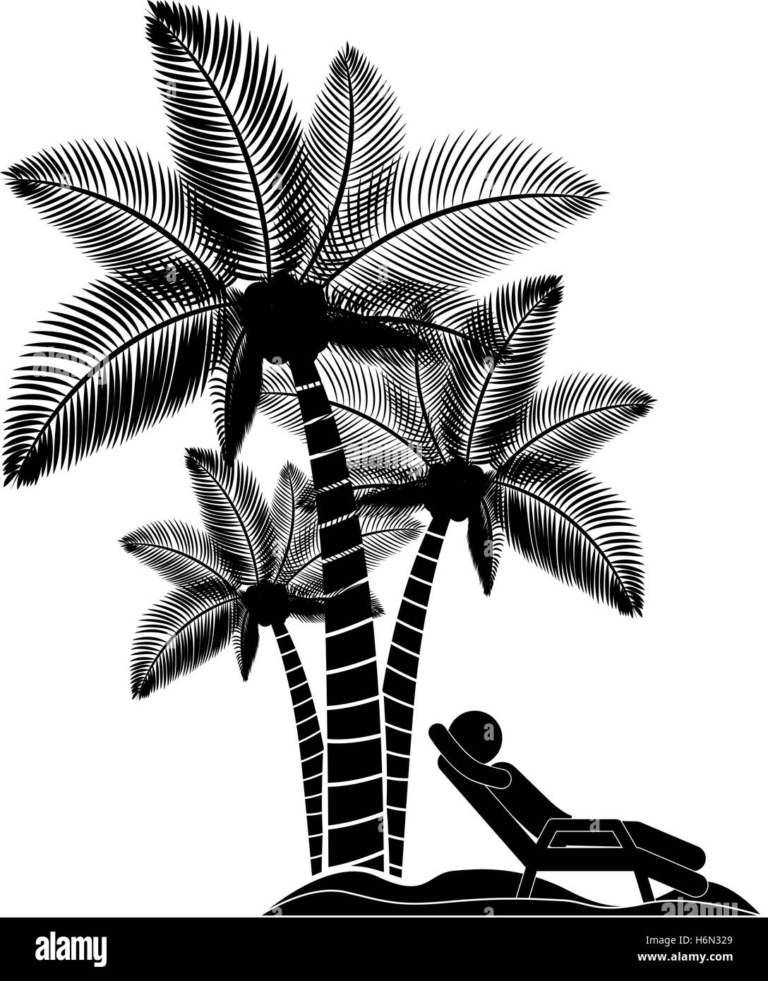 Personne chaise de plage avec des palmiers vector illustration Illustration de Vecteur