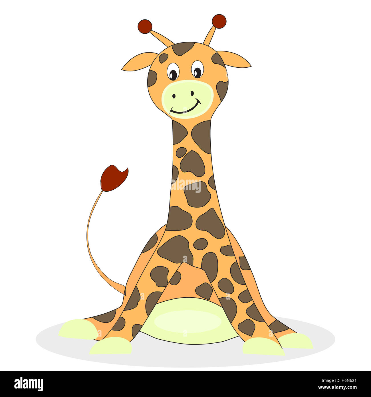 Cartoon girafe isolé sur fond blanc. Bébé girafe girafe et vector illustration Banque D'Images