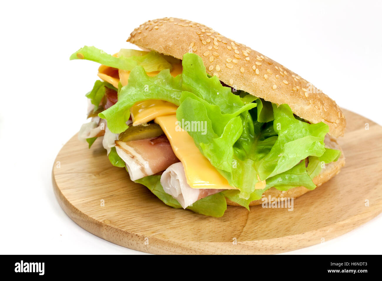 Sandwich avec salade de jambon, Banque D'Images