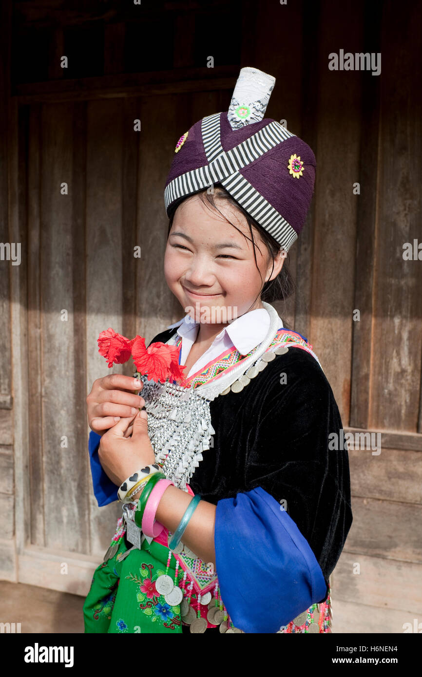 Portrait asian woman laos hmong, Banque D'Images