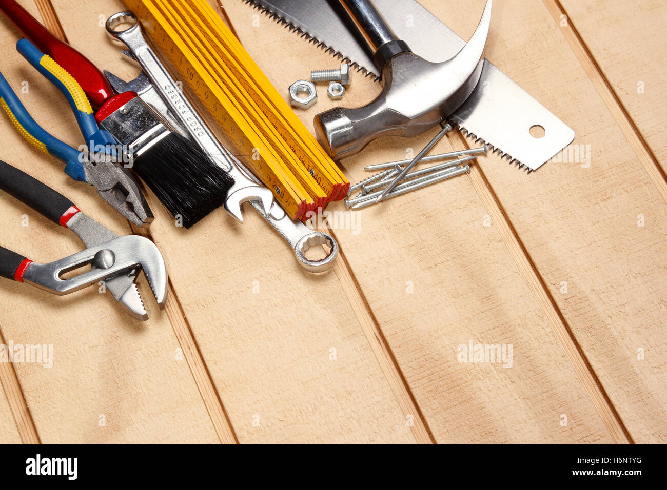 Outils de travail sur bois assortis Banque D'Images