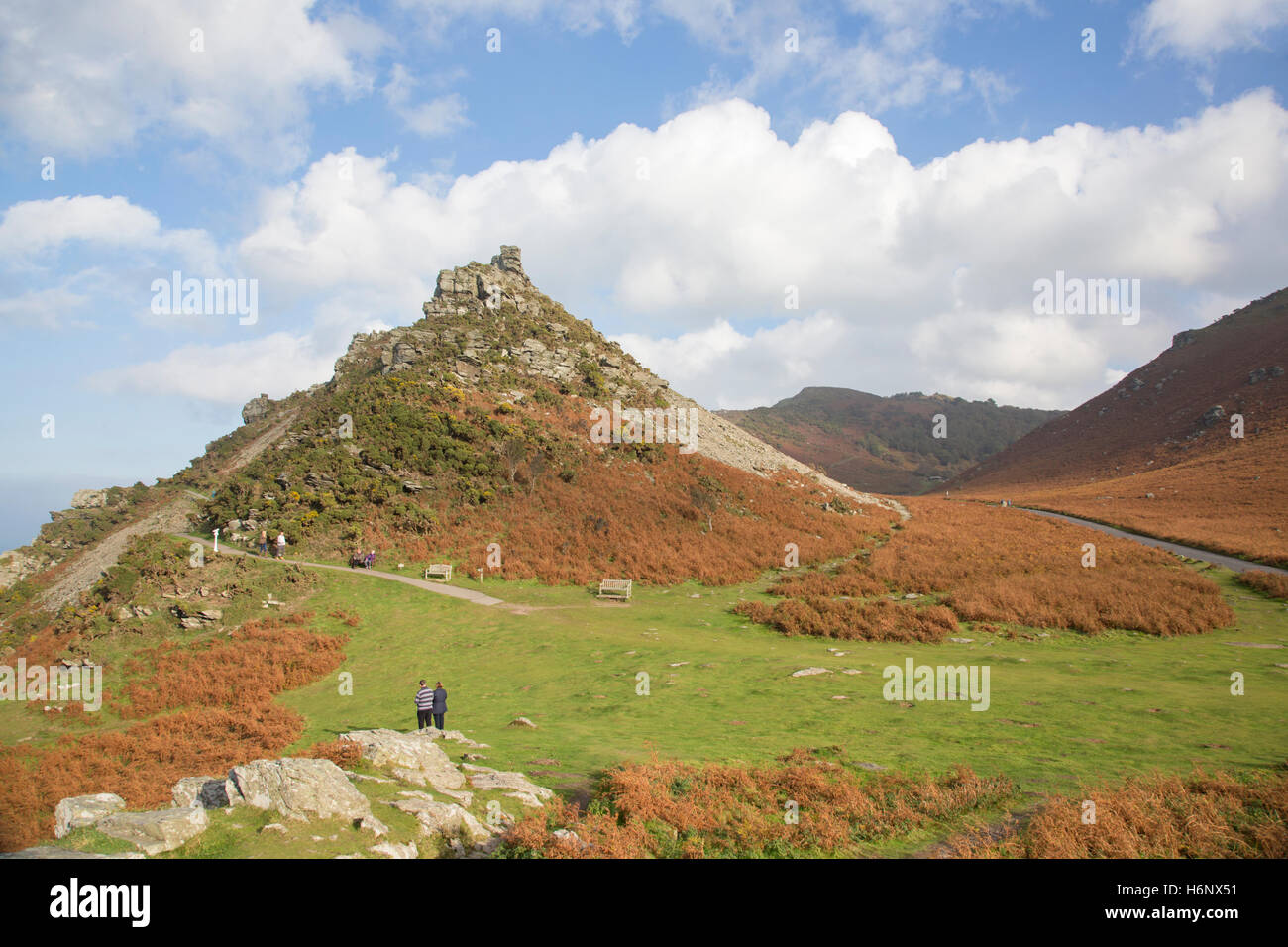 Fin de l'après-midi d'automne à la Valley of Rocks près de Lynton, Devon, Angleterre, Royaume-Uni Banque D'Images