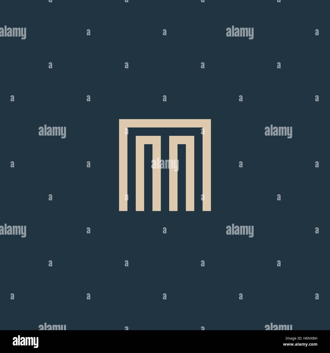 L'Architecture géométrique inhabituelle lettre M. logo Vector. Monogramme isolés. Illustration de Vecteur