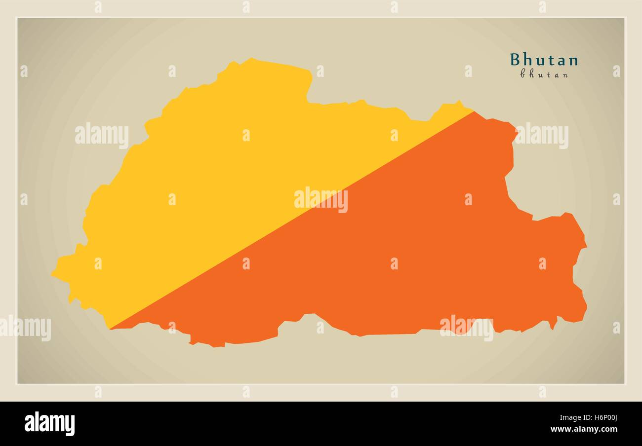Carte moderne aux couleurs du drapeau Bhoutan - BT Illustration de Vecteur