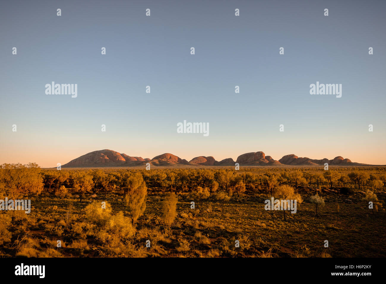 L'aube à Kata Tjuta avec ciel clair Banque D'Images