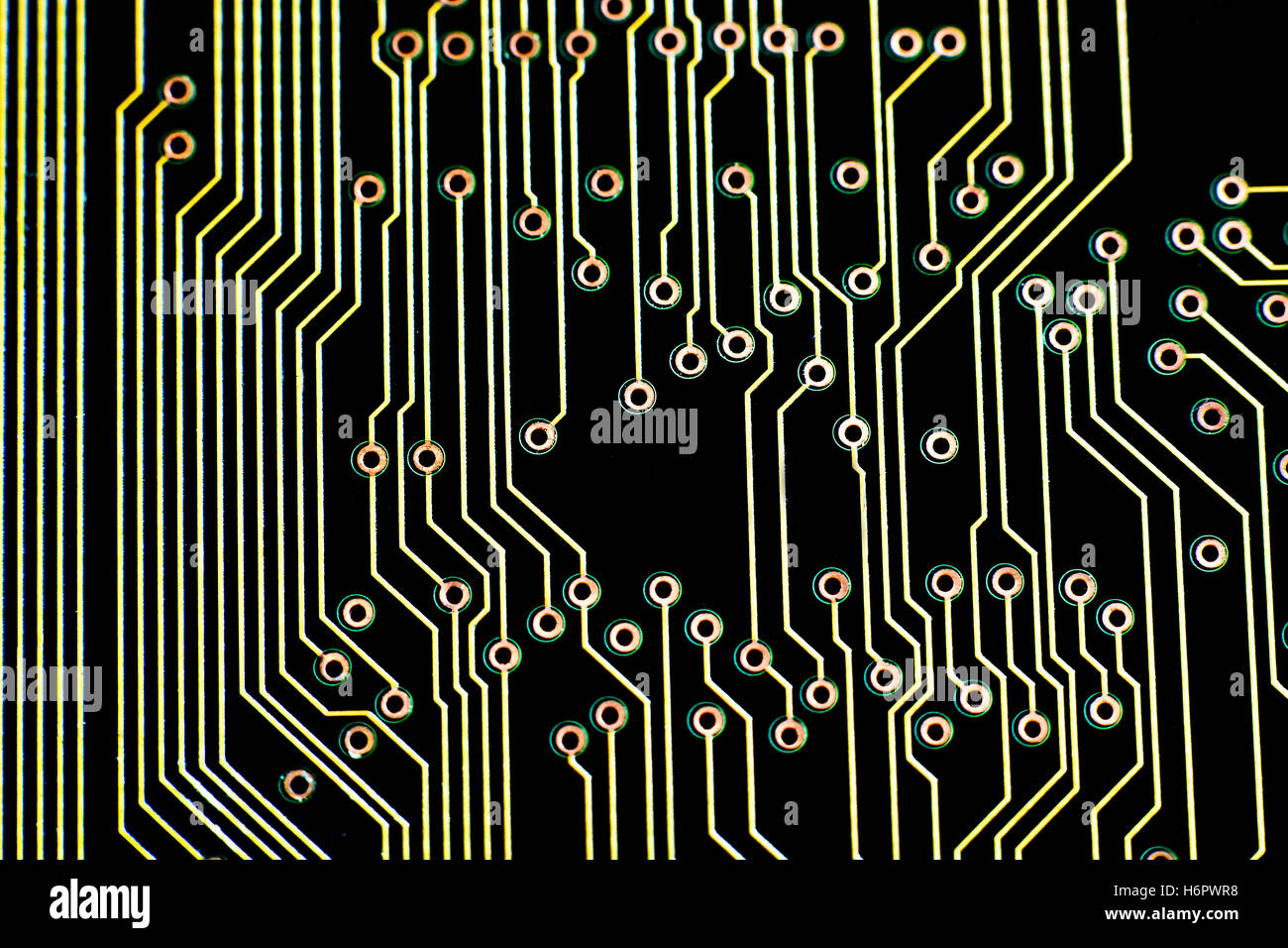 Carte à circuits imprimés, chemin de microprocesseurs Banque D'Images