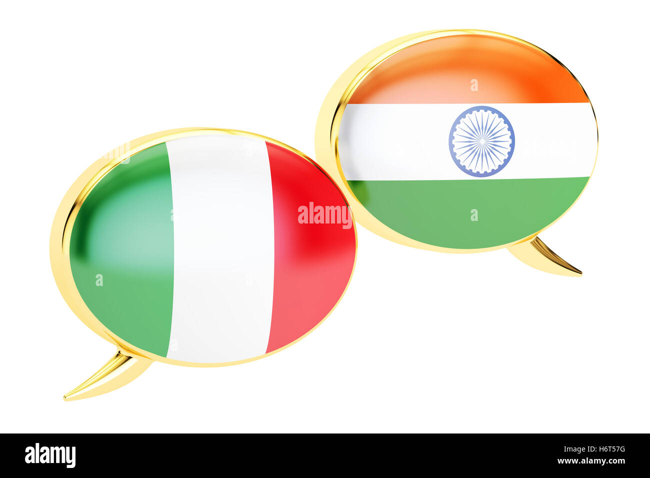 Les bulles, Indian-Italian concept de traduction. Le rendu 3D Banque D'Images