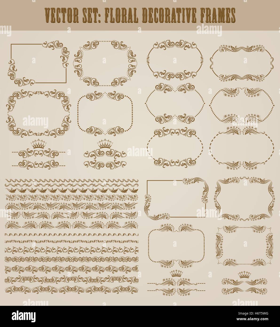 Vector set d'or bordures décoratives, frame Illustration de Vecteur