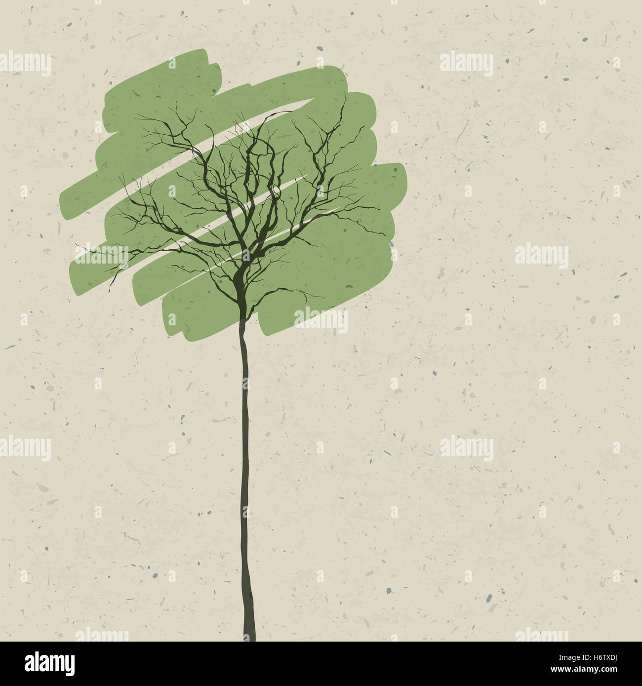 Environnement Environnement eco simple feuille d'arbre tronc jardin d'art d'été peinture summerly illustration silhouette Direction générale de printemps Banque D'Images