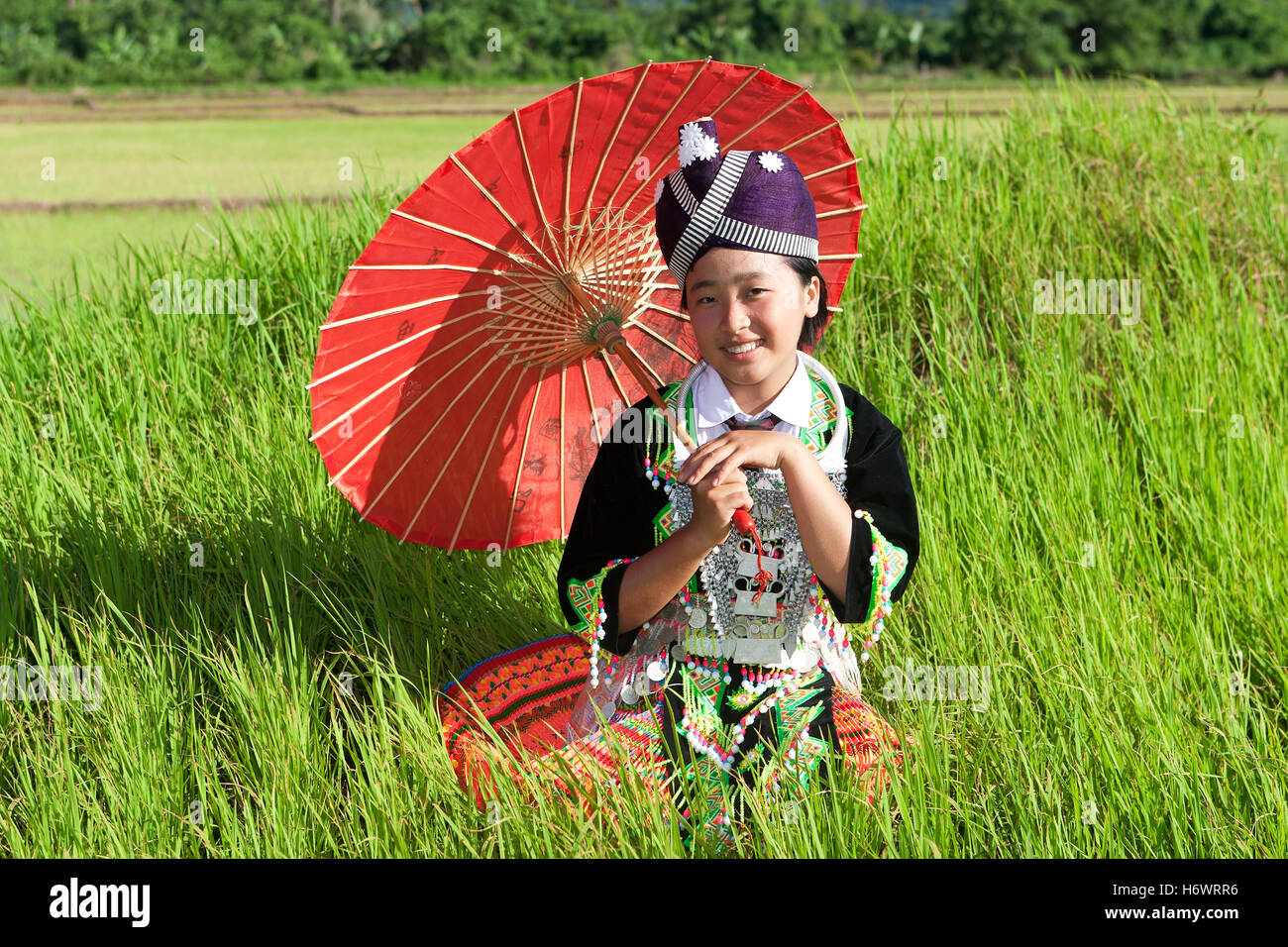 Portrait de Hmongs au Laos Banque D'Images