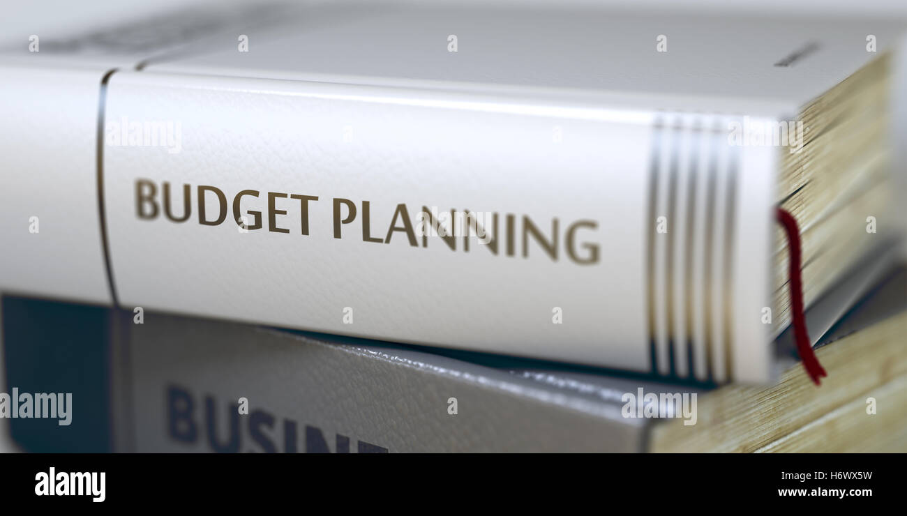 La planification budgétaire. Le titre du livre sur la colonne vertébrale. 3D. Banque D'Images