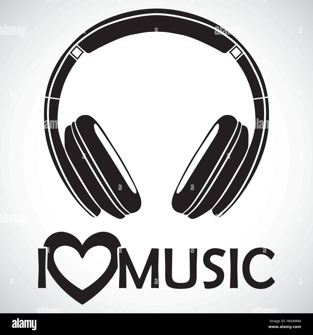 Logo casque Icon "J'aime la musique" J'ai pour l'utilisation créative en  design graphique Image Vectorielle Stock - Alamy