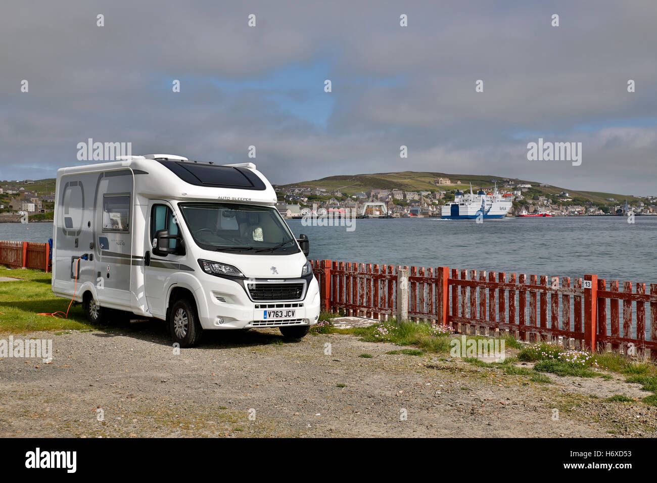 Camping et Point de Ness Camping ; Stromness, Orkney, Scotland, UK Banque D'Images
