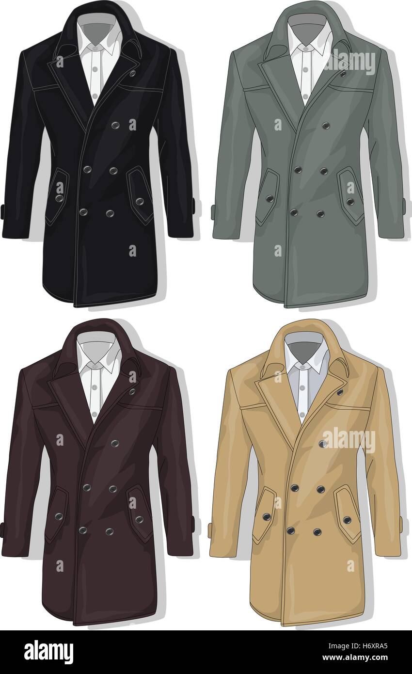 Manteau hommes ensemble. Vector illustration. Illustration de Vecteur