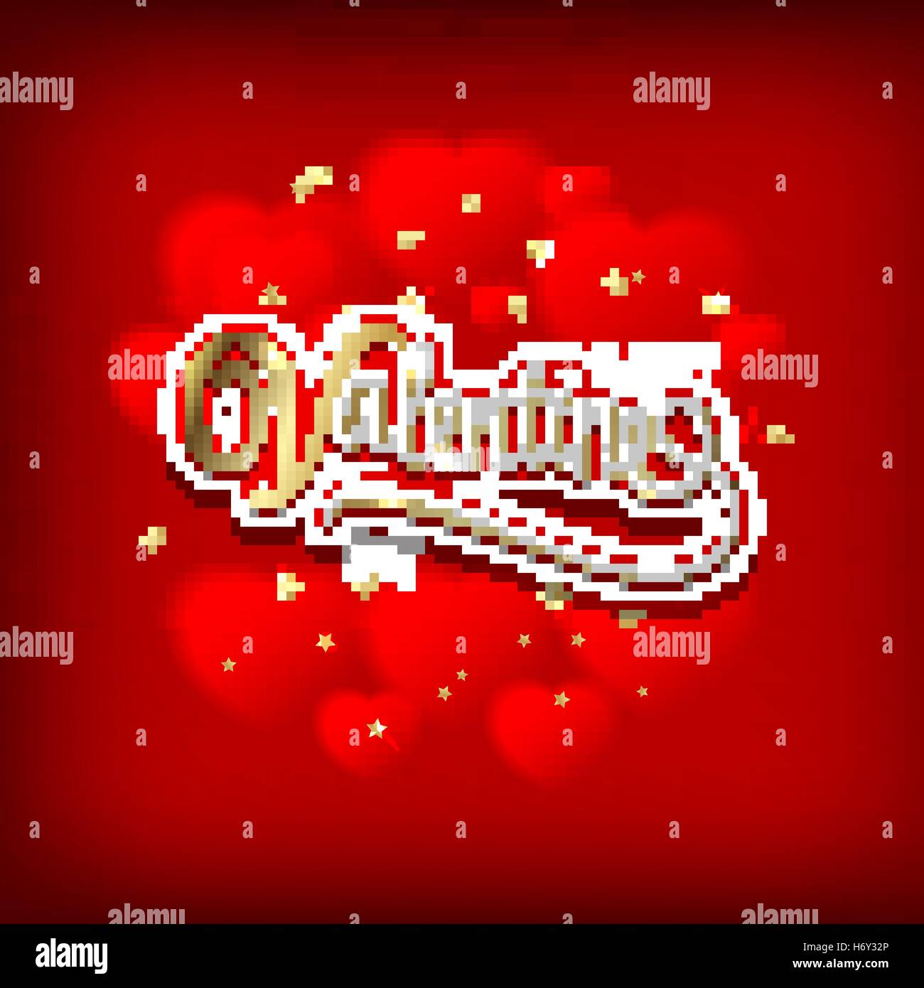 Valentin's Day Card avec coeurs. Orné d'or lettrage. Vector Illustration. Illustration de Vecteur