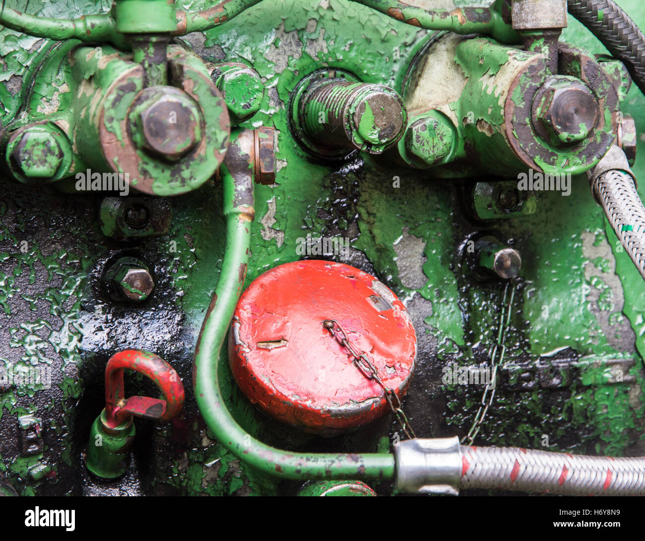 Détail d'un vieux tracteur historique old-timer motor Banque D'Images