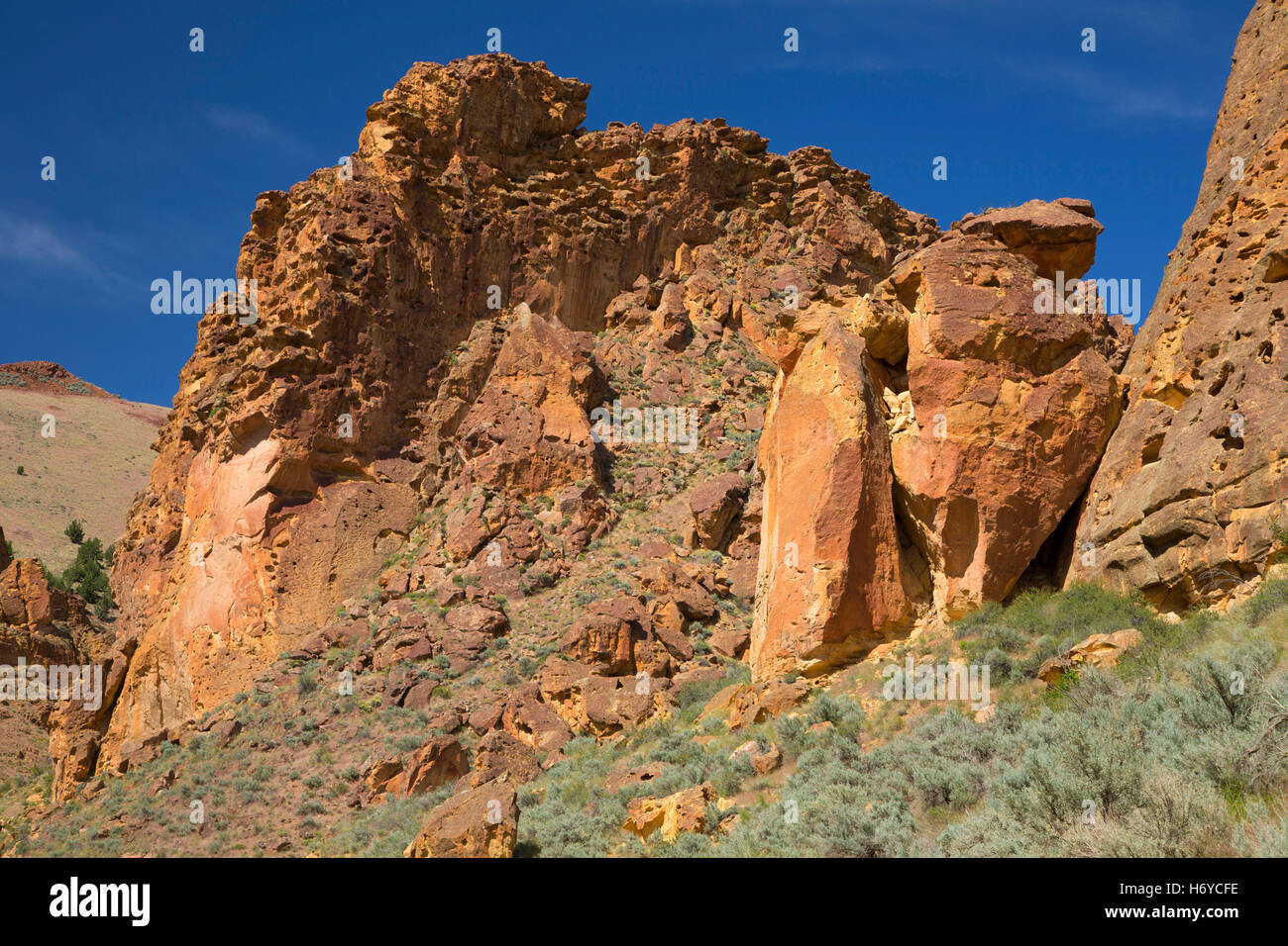 Canyon affleurements, Leslie Gulch Domaine de préoccupation environnementale essentielle, Vale District Bureau de la gestion des terres, de l'Oregon Banque D'Images