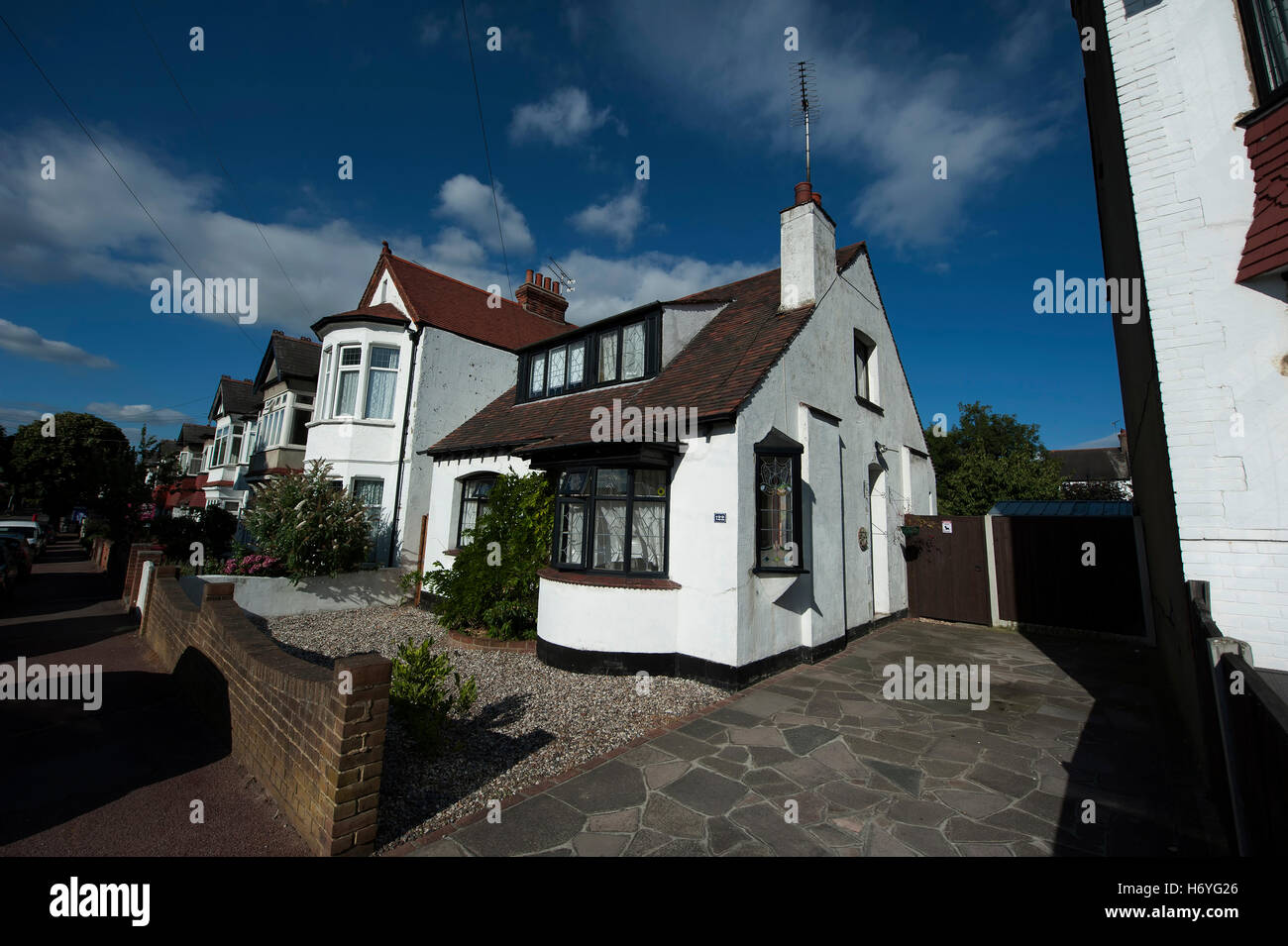 Bungalow, Leigham court Drive, Leigh-on-Sea, Essex, Angleterre, Royaume-Uni où David Hodges est né. Banque D'Images