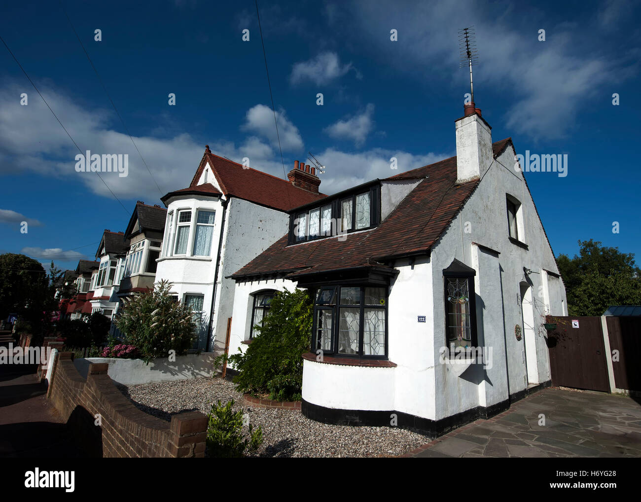Bungalow, Leigham court Drive, Leigh-on-Sea, Essex, Angleterre, Royaume-Uni où David Hodges est né. Banque D'Images