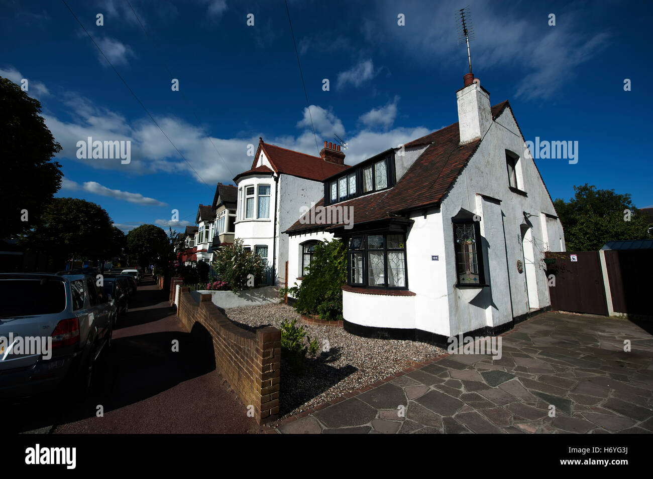 Bungalow, Leigham court Drive, Leigh-on-Sea, Essex, Angleterre, Royaume-Uni où David Hodges est né. Banque D'Images
