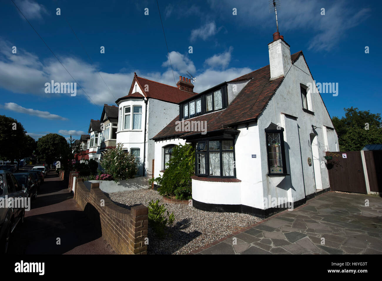 Bungalow, Leigham court Drive, Leigh-on-Sea, Essex, Angleterre, Royaume-Uni où David Hodges est né. Banque D'Images