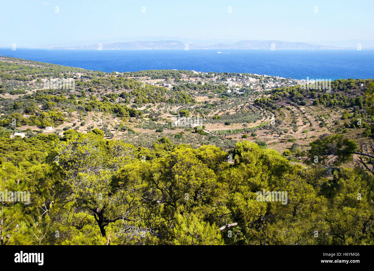 Vue panoramique de l'île d'Aegina Grèce Banque D'Images
