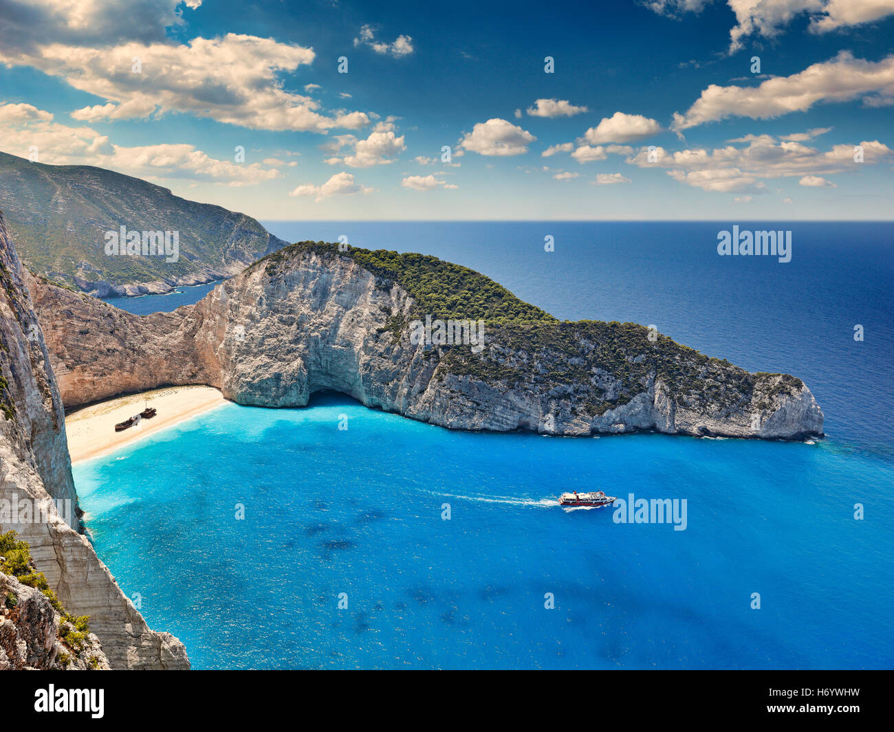 La célèbre épave (de Navagio) dans l'île de Zakynthos, Grèce Banque D'Images