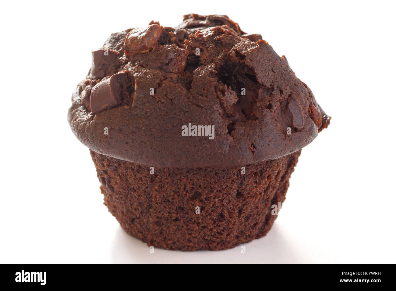 Muffin au chocolat sur fond blanc Banque D'Images