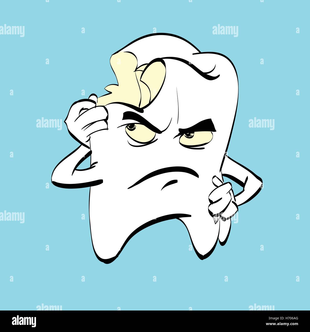 La dent sensible à la carie dentaire, un personnage de bande dessinée Illustration de Vecteur