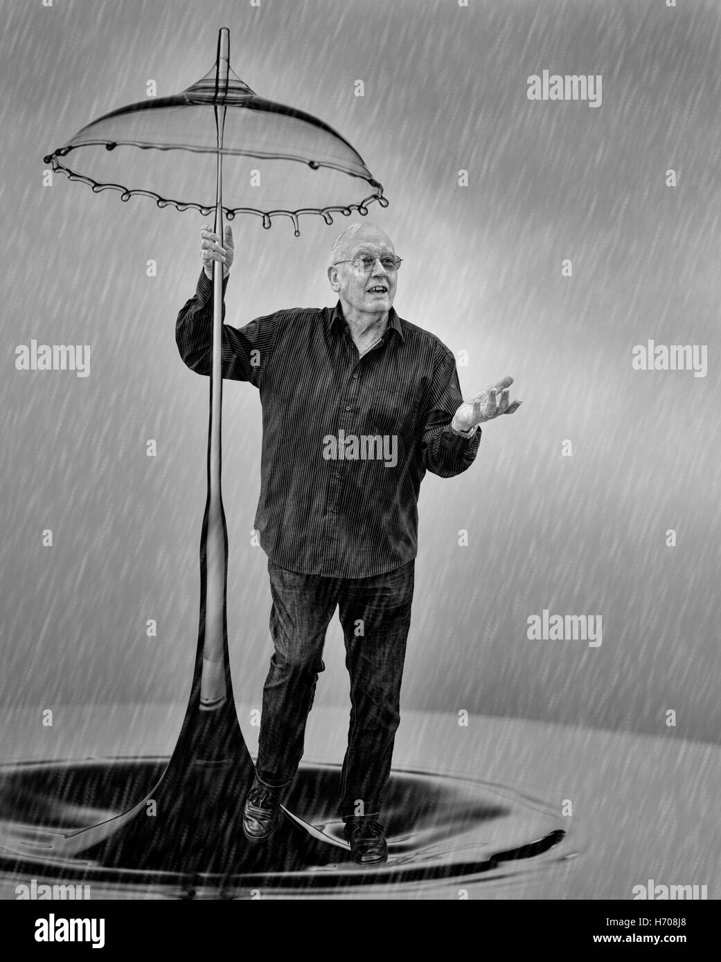 Chanter sous la pluie. Prendre un morceau de la Gene Kelly dans le film du même nom. Banque D'Images