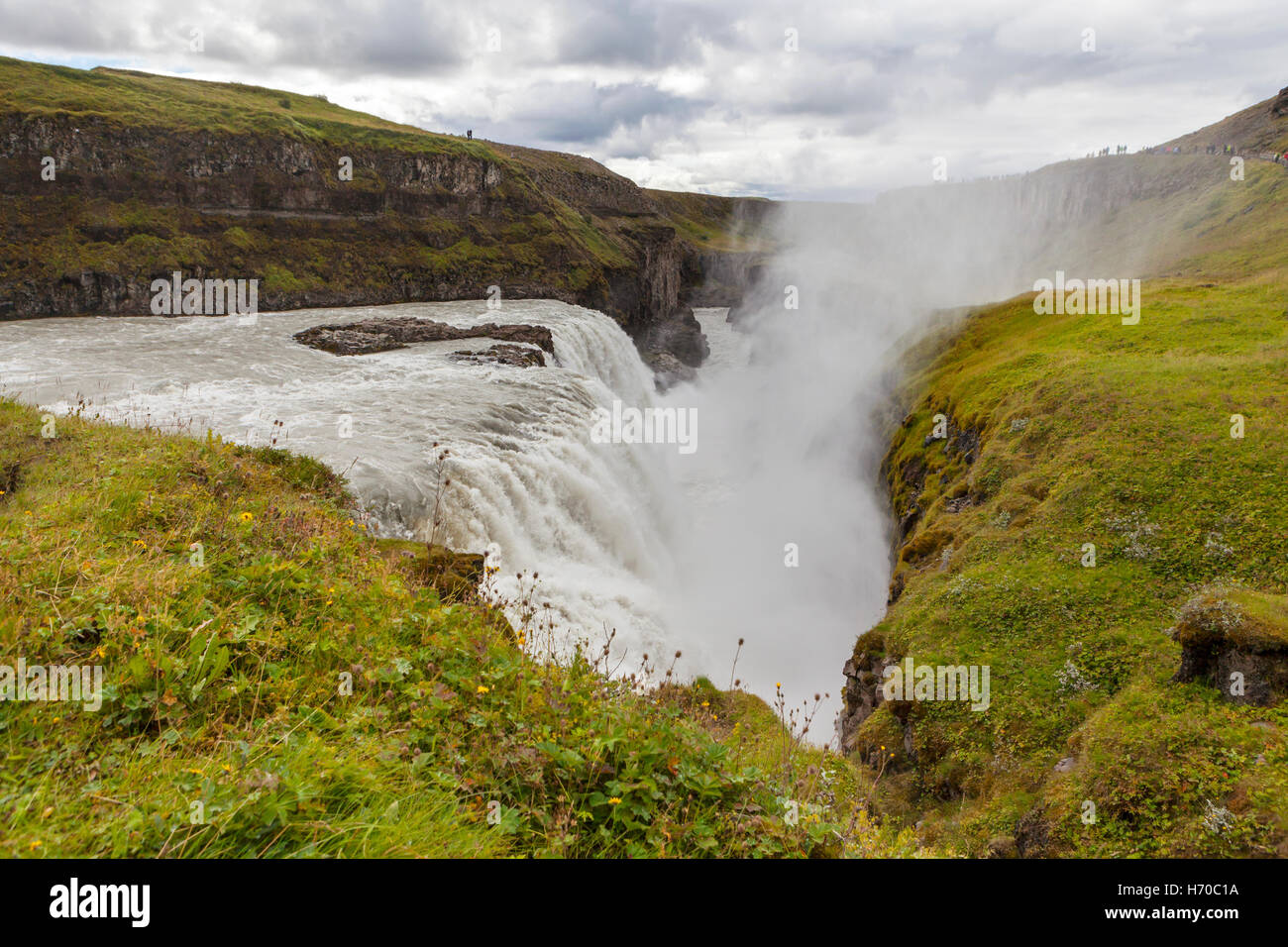 Une vue sur les chutes de Gullfoss, l'Islande. Banque D'Images