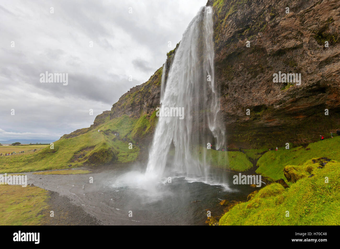 Une vue de la cascade de Seljalandsfoss, l'Islande. Banque D'Images
