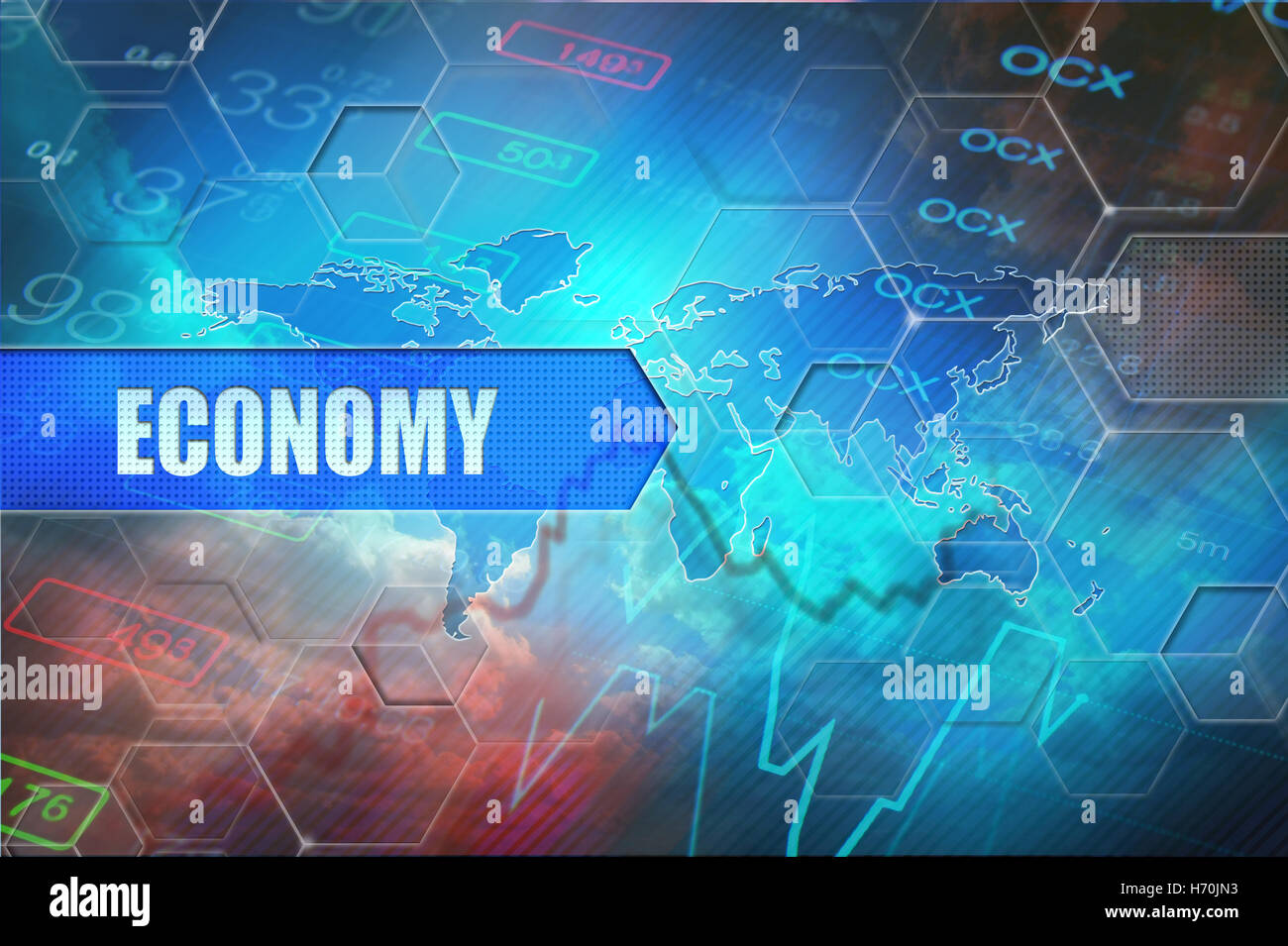Concept de l'économie mondiale pour l'arrière-plan des finances, des affaires économiques, actualités Banque D'Images