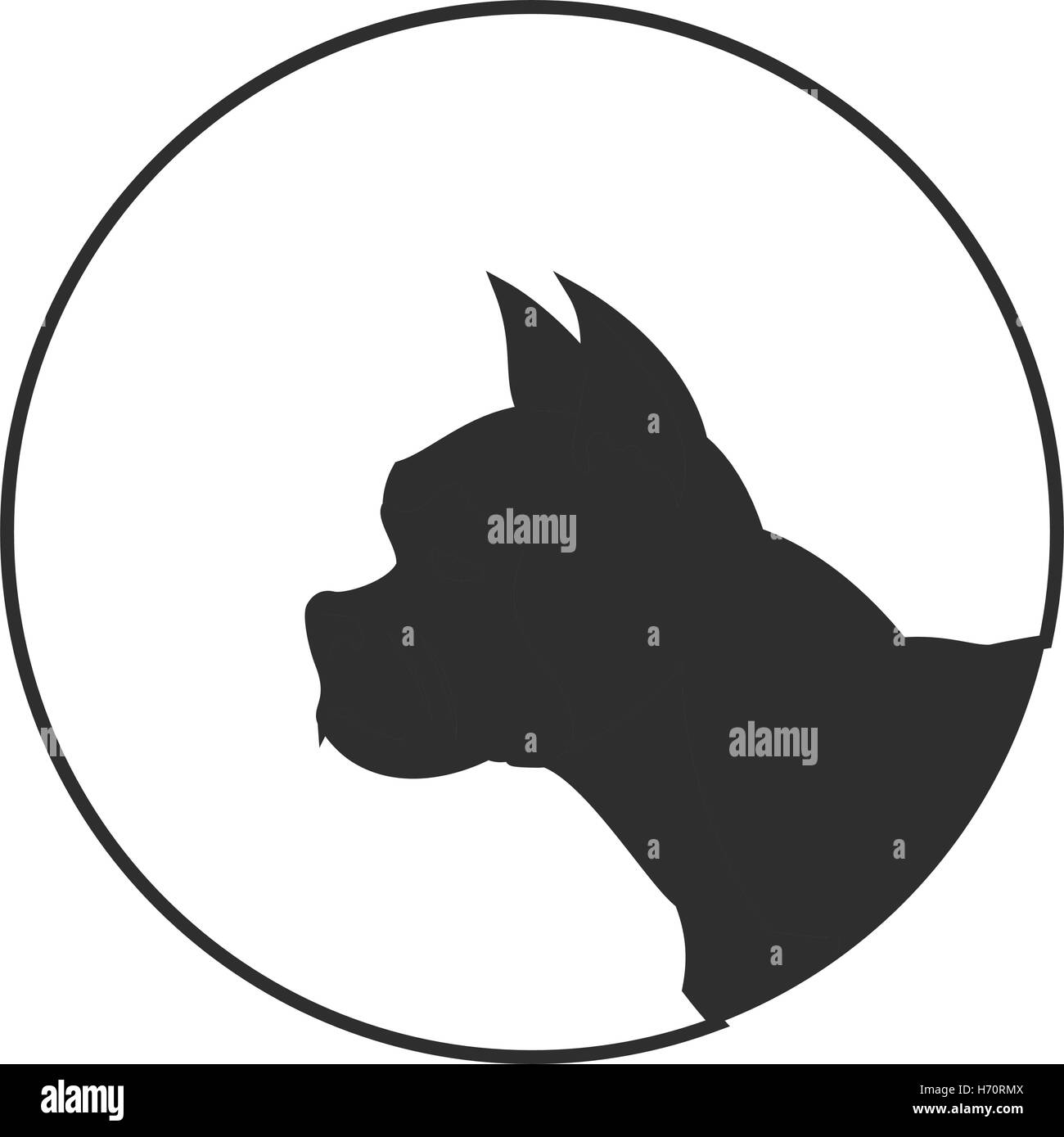 Silhouette d'une tête de chien bouledogue français. Pedigree animal monochrome. Vector illustration Illustration de Vecteur