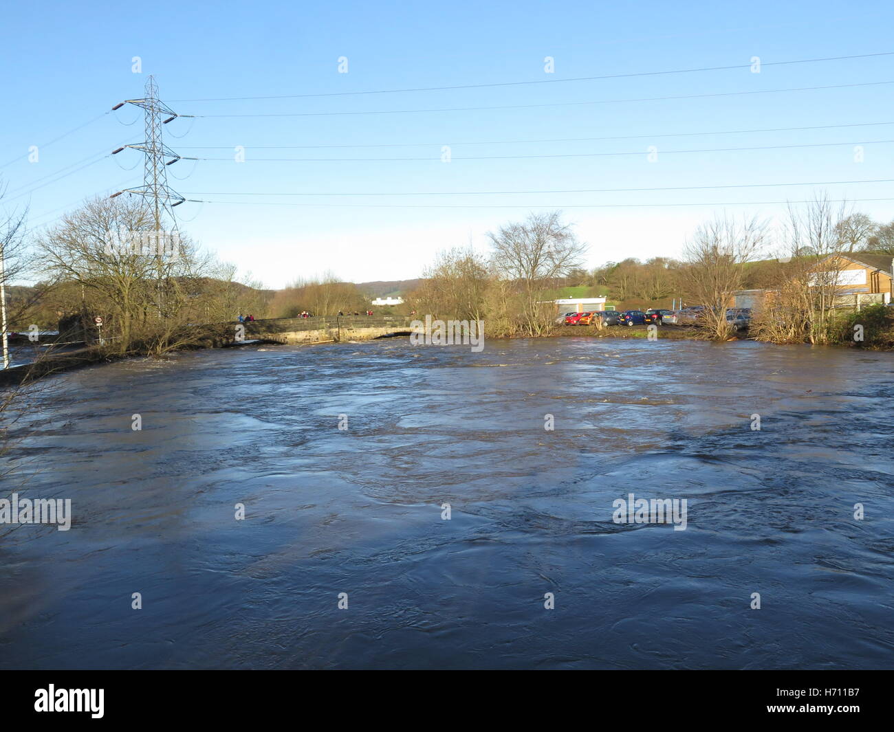 Inondations à Apperley Bridge, Nr Leeds, West Yorkshire Banque D'Images