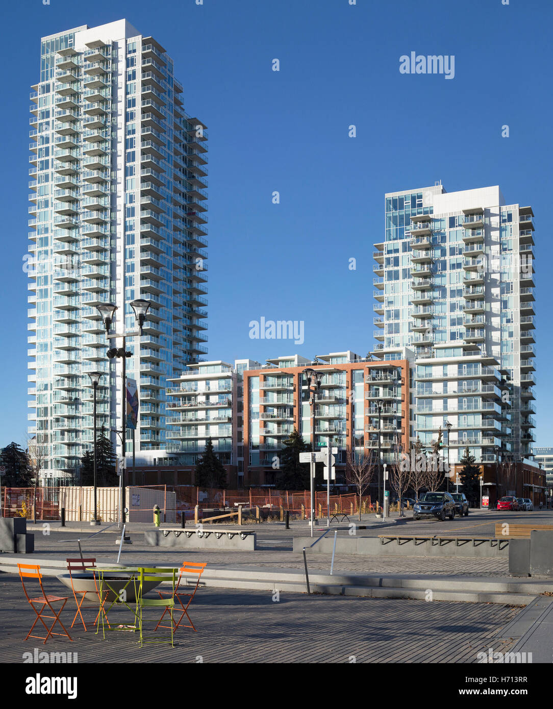 La revitalisation urbaine dans East Village, Calgary Banque D'Images