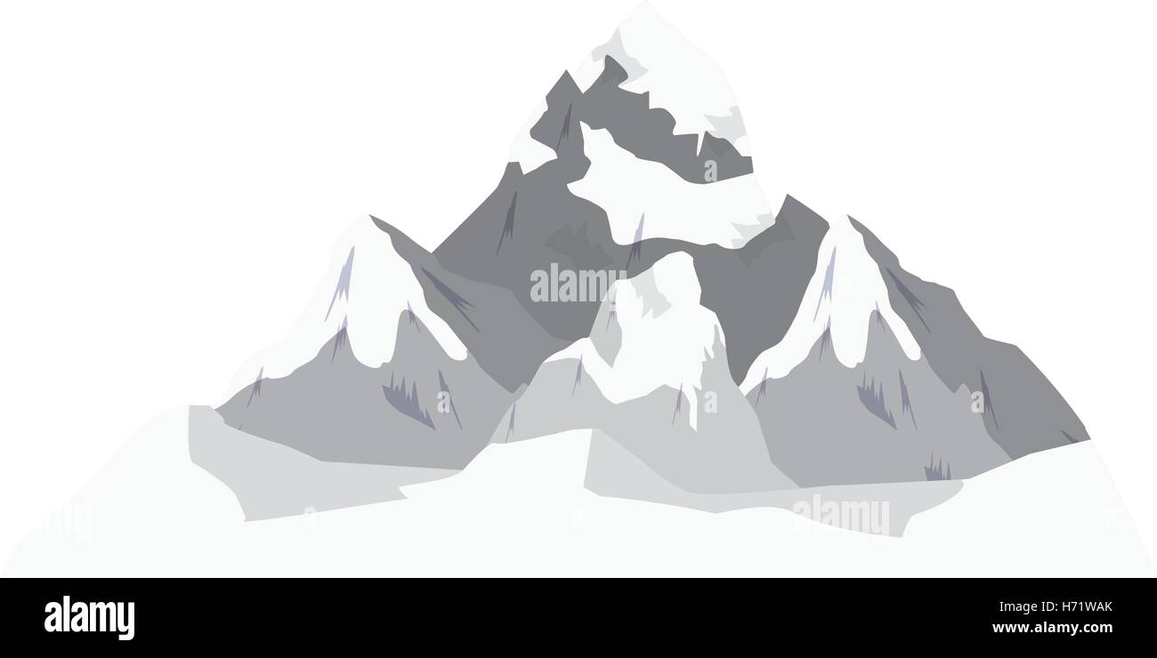 Paysage d'hiver montagnes sur fond blanc. vector illustration Illustration de Vecteur