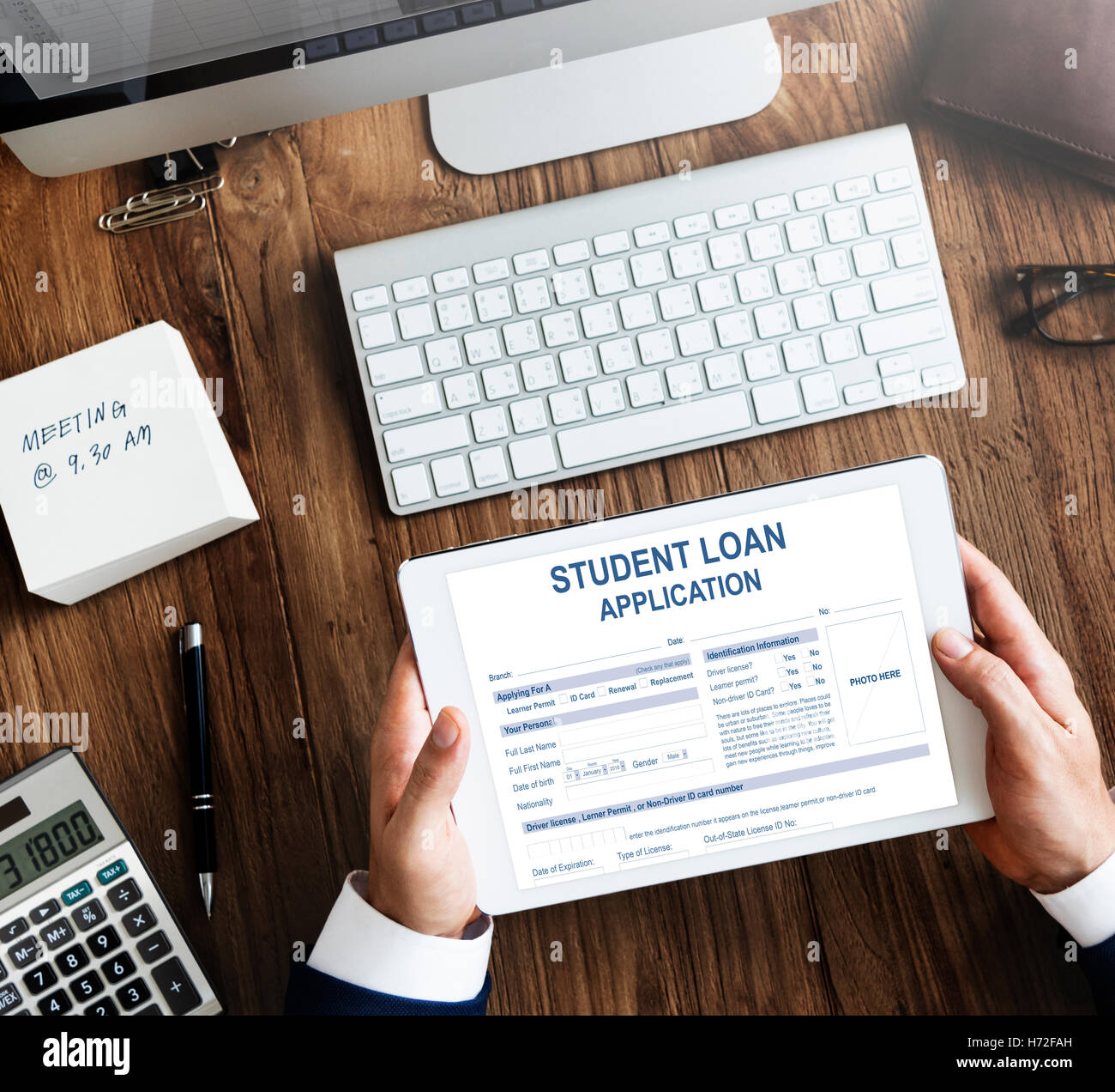 Formulaire de demande de prêt étudiant Concept Banque D'Images