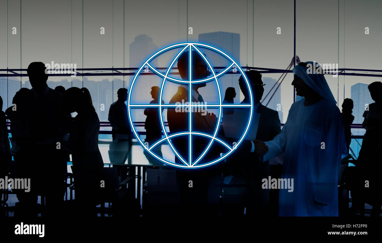 Monde Global Business Marketing Concept Icône Graphique Banque D'Images