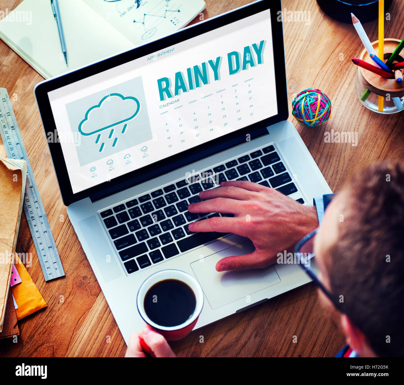 Jour de pluie Prévisions Conditions météo Rainy Concept Cloud Banque D'Images