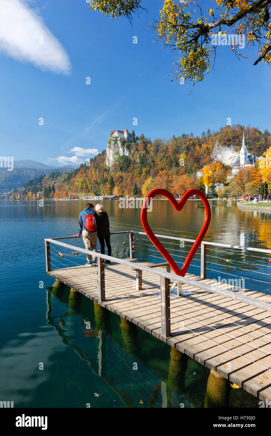 Bled Slovénie, cœur point de photographie Banque D'Images