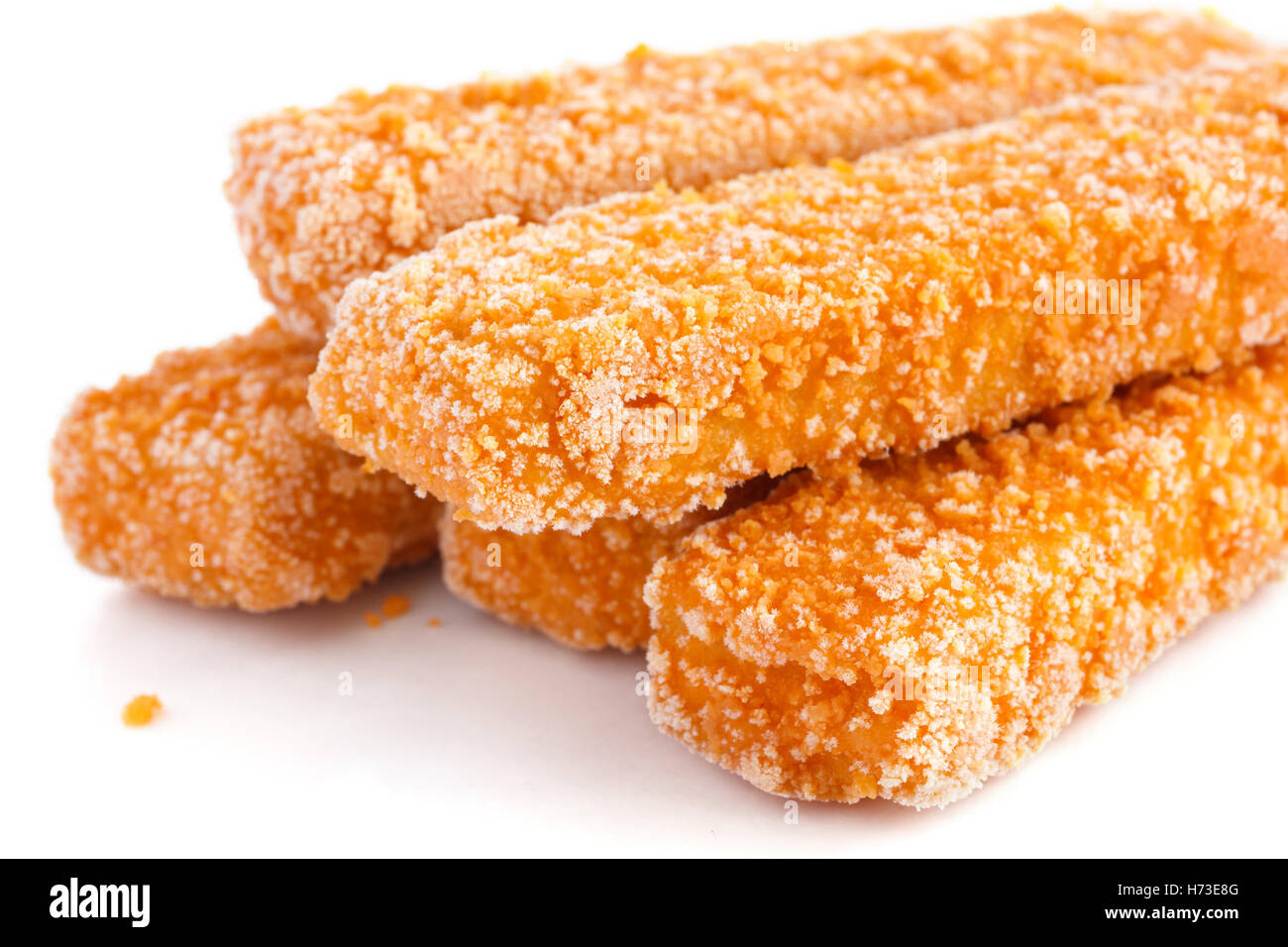 Le pain congelé crumbed sur les bâtonnets de poisson blanc Photo Stock -  Alamy