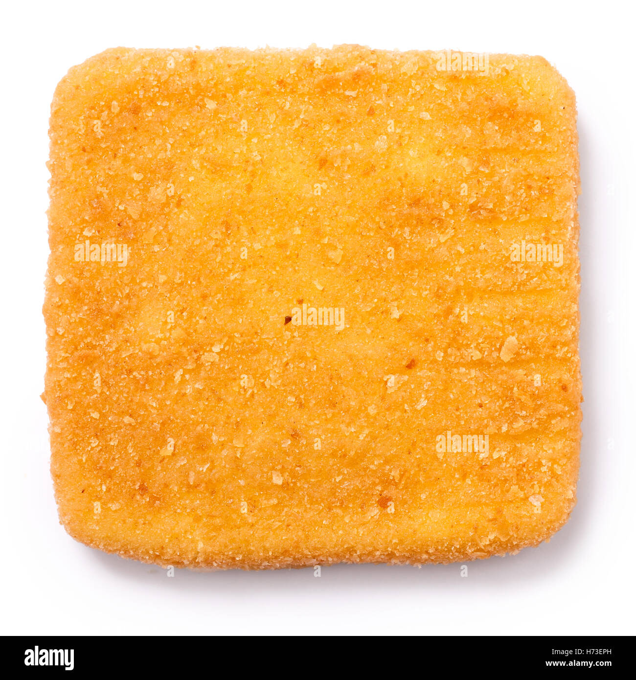 Carré d'or fromage frit isolé à partir de ci-dessus. Banque D'Images