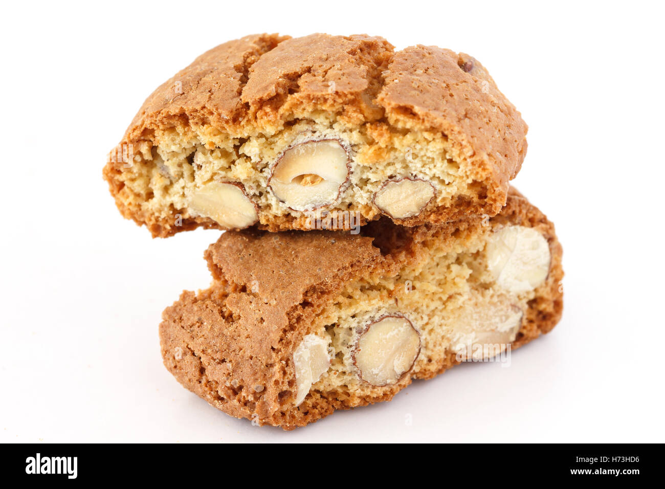 Biscotti italien classique avec les écrous à blanc. Banque D'Images