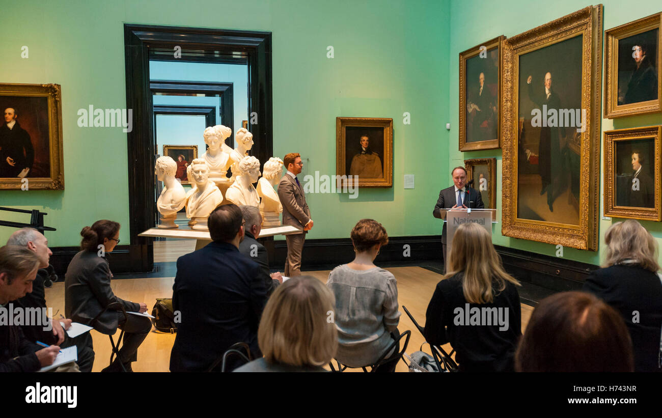 Londres, Royaume-Uni. 3 novembre 2016. Le professeur Andrew Roberts, historien, parle à l'occasion du lancement d'un appel au public par le Musée National du portrait d'acquérir sir Thomas Lawrence's last portrait du duc de Wellington. Le portrait a été offerte à la National Portrait Gallery pour GBP1.3m, avec la galerie à la recherche d'obtenir le dernier GBP300k par appel public. Crédit : Stephen Chung / Alamy Live News Banque D'Images