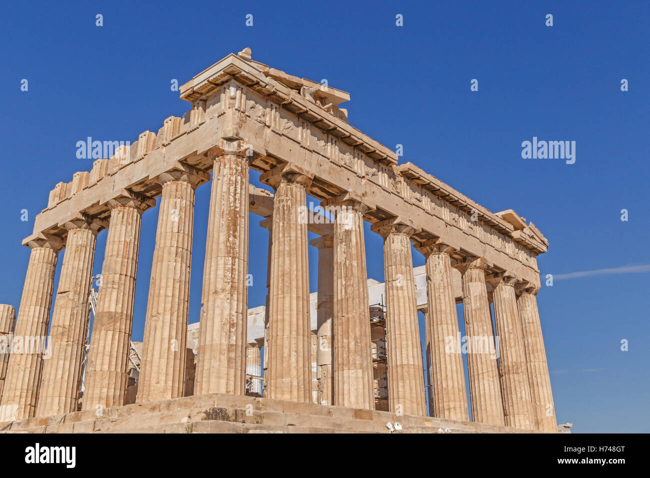 Temple du Parthénon vue sur l'acropole d'Athènes Banque D'Images
