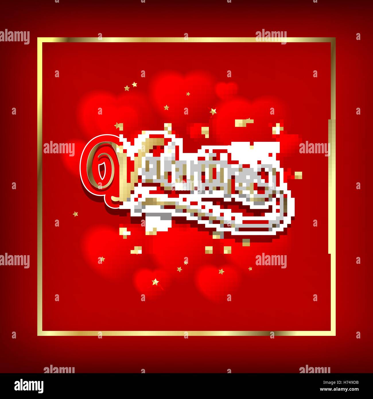 Valentin's Day Card avec coeurs. Orné d'or lettrage. Vector Illustration. Illustration de Vecteur